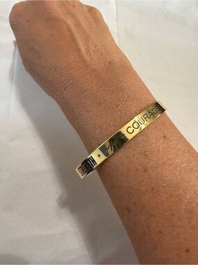 Chelsea Taylor Strength Hope Courage Adjustable Bracelet Gold Tone Inspirational